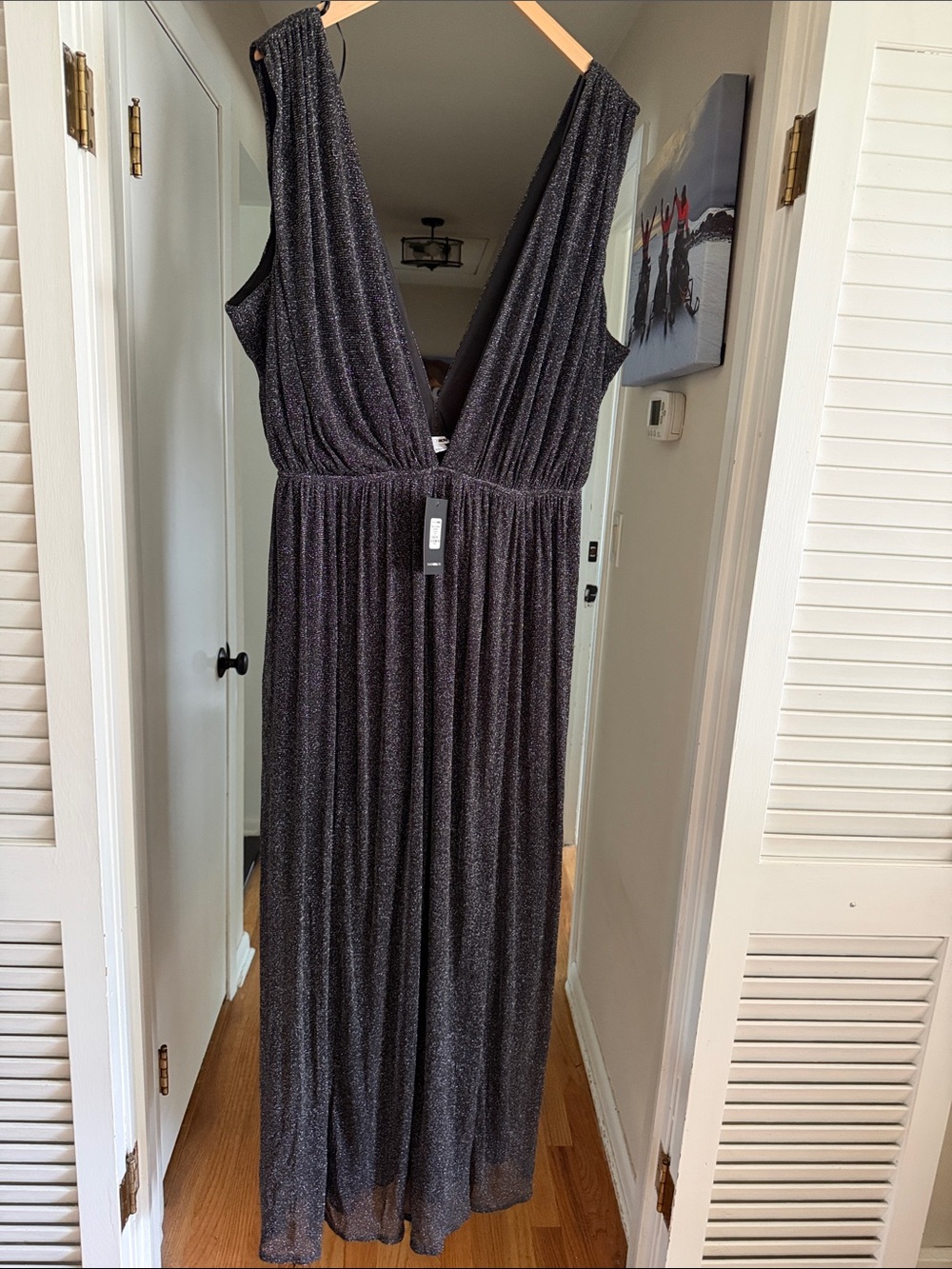 Fashion Nova Sleeveless Glitter Maxi Jumpsuit in Charcoal